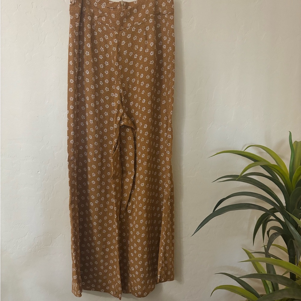 Blue Life Patterned Wide-Leg Pants